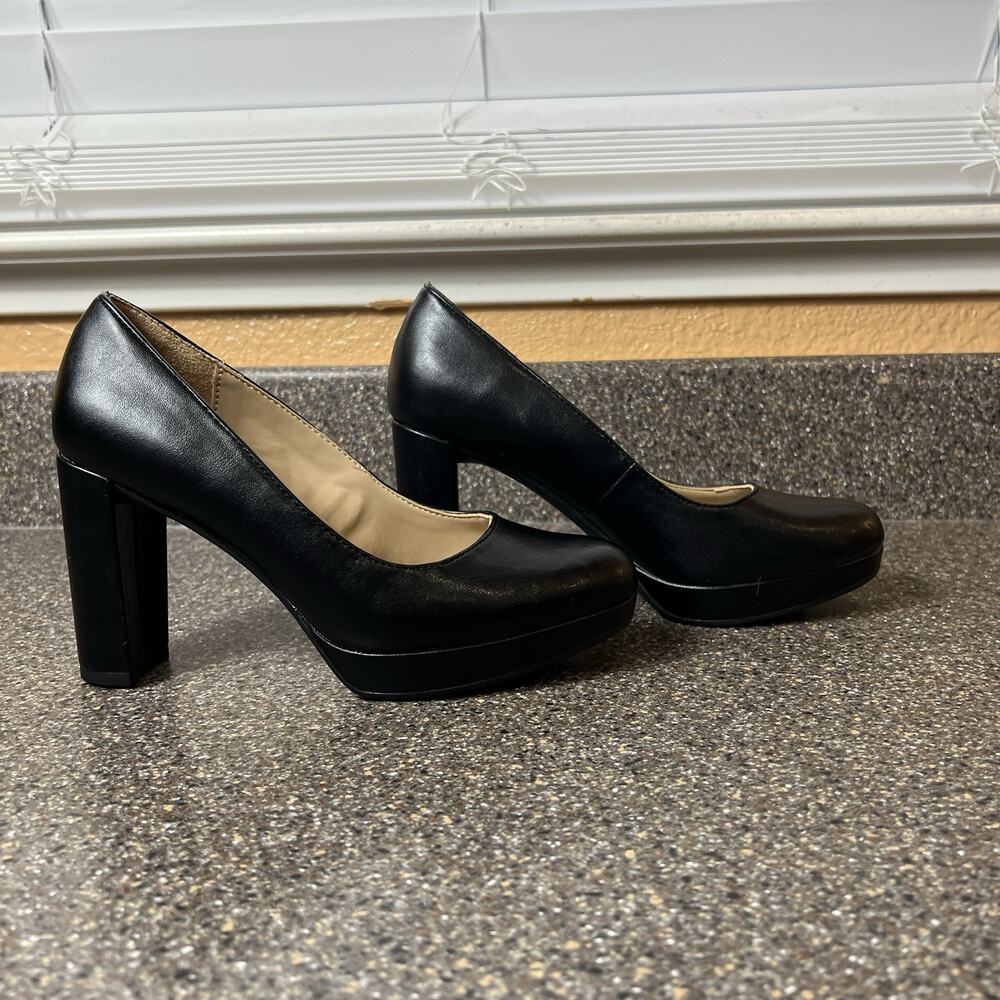 Naturalizer Shoes Comfort High Heel Womens Sz 6M Balck Faux Leather Slip On Pump - Picture 4 of 10
